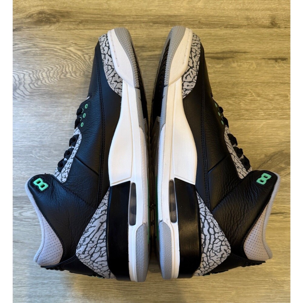 NWB AIR JORDAN 3 RETRO BLACK GREEN GLOW WOLF GREY Nike Men’s 12 CT8532-031 - Picture 9 of 15